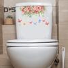 Colorful Flower Butterfly Toilet Sticker Removable Self-adhesive Waterproof PVC Living Room Bathroom Wall Art Floral Toilet Lid Decoration Decal