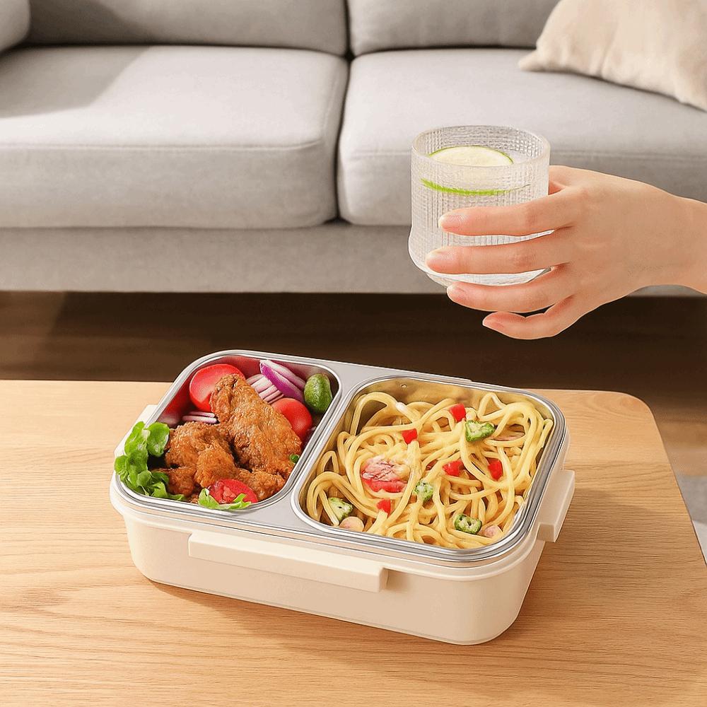 Sealed Stainless Steel Lunch Box Rectangle Rectangle Lunch Box 2/3 Gird Food Storage Box  Outdoor