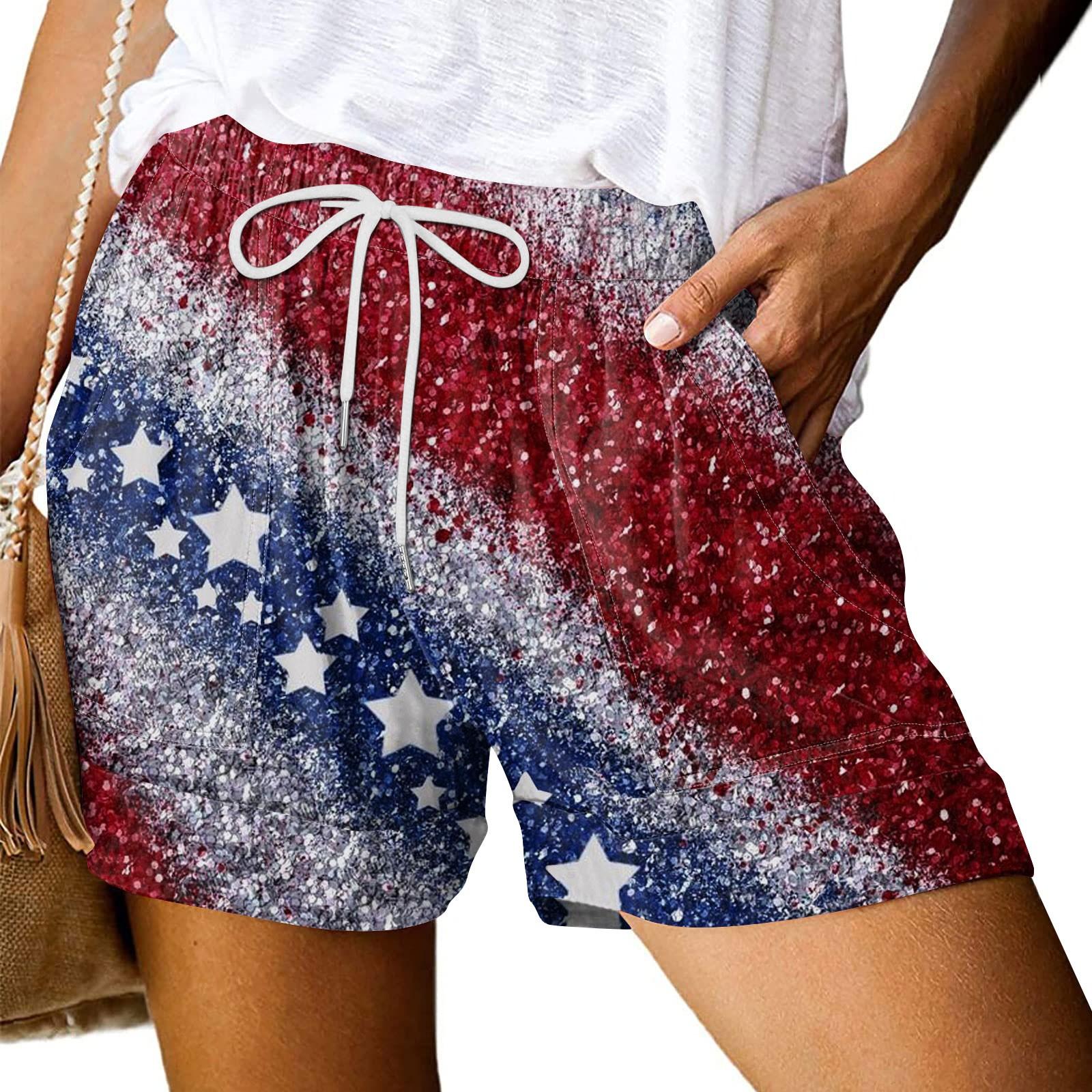 

Жіночі повсякденні широкі вільні шорти з кишенями на еластичному поясі з принтом XL винний