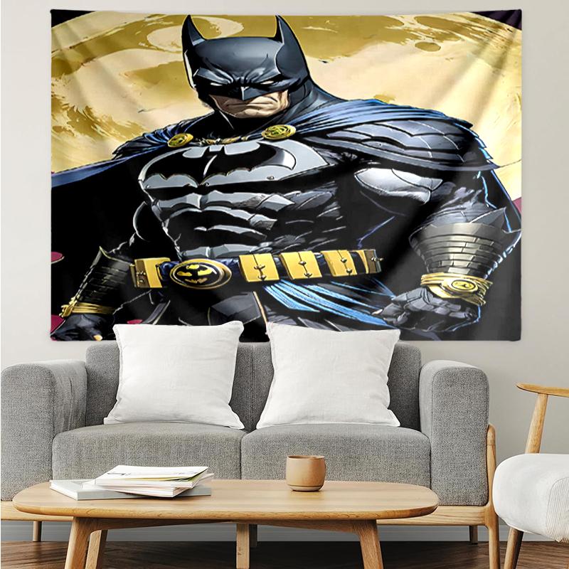 Batman Print Tapestry, Backdrop, Easy Setup, Ideal for Bedroom, Office & Living Room, with Aesthetic Wall Hanging Decor.