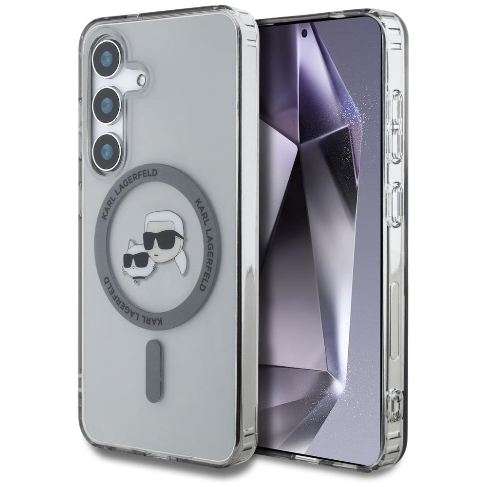 Karl Lagerfeld Button Case Karl & Choupette Heads Printed Logo Magsafe For Samsung Galaxy S25 Black