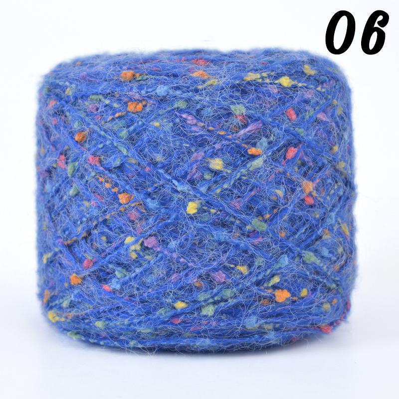 Mohair Yarn Ball with Rainbow Candy Beans Embellishment Soft Wool for Sweater Scarf Bag DIY Crochet Colorful Ball Thread