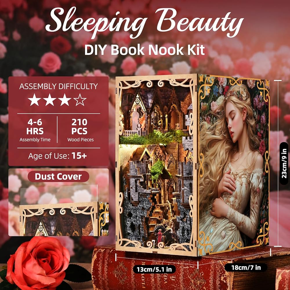 MiniCity DIY Book Nook Kit - Dollhouse Kit - Miniature House Kit - Includes LED Light - Suitable for Beginners and Teens