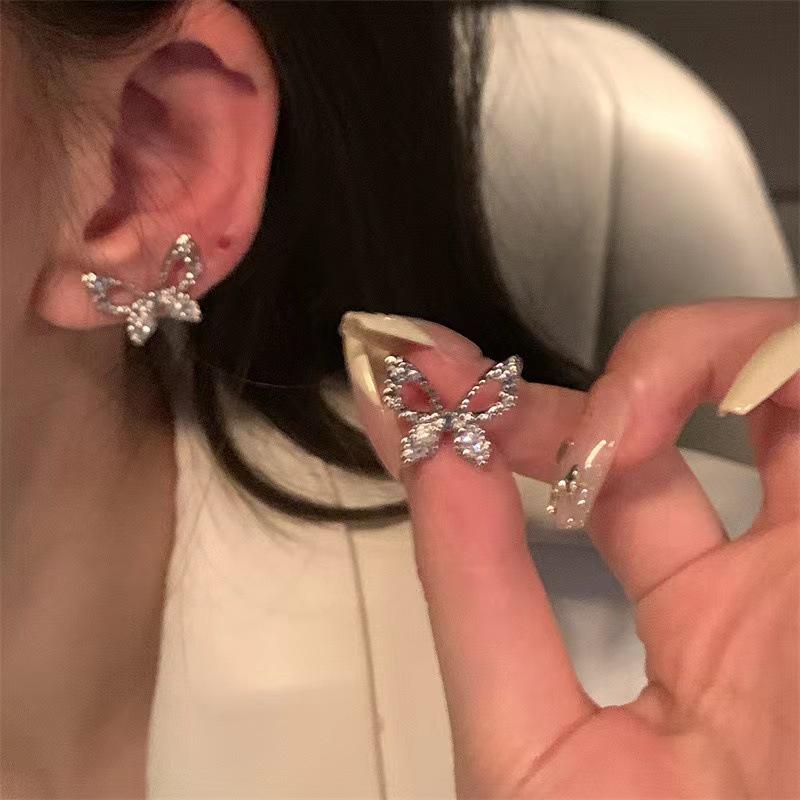 925 Silver Needle High-End Bow Pearl Stud Earrings