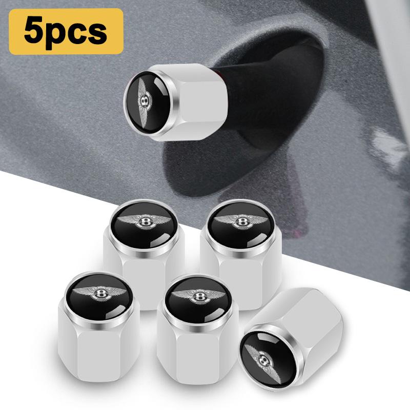 

For Bentley Flying Spur Continental GT Bentayga Mulsanne 5PCS Metal Alloy Car Wheel Tire Valve Stem Cap Airdust Waterproof Cover