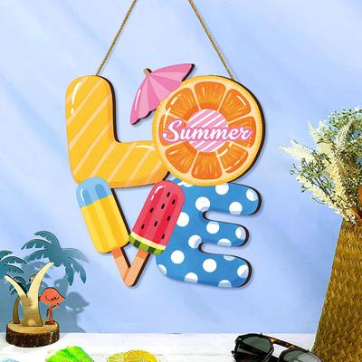 Logo zmrzlinové párty, Dekorativní přívěsek, Léto, Milostný dopis, Dřevěná visačka, Kreativní dekorativní visačka, Párty dekorace