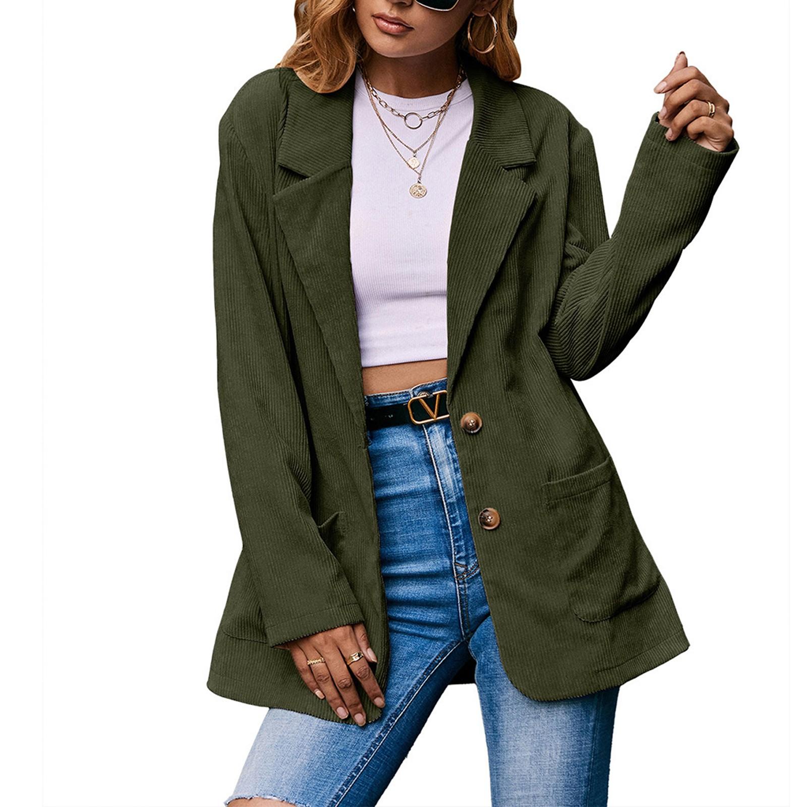 

Женская повседневная модная вельветовая однобортная куртка-ветровка в стиле темперамент L армия зеленый