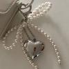 Chic Imitation Pearl Keychain Handmade Bow Shaped Keyring Heart Pendant Keyrings