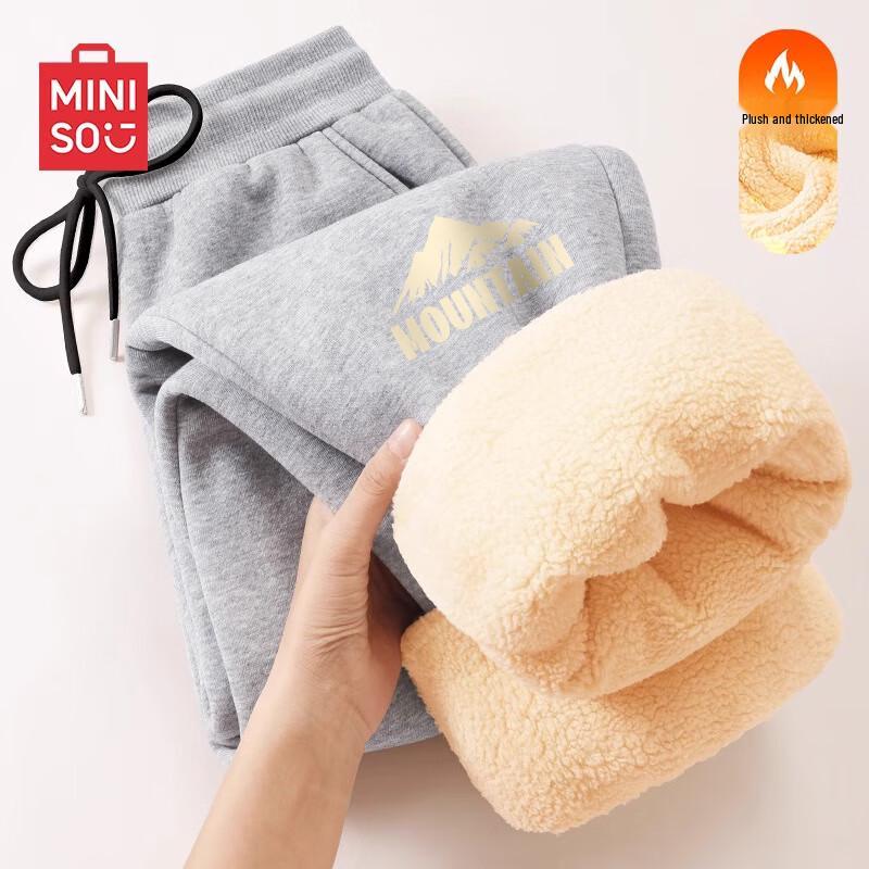 

MINISO Men s Trendy Autumn/Winter Fleece-Lined Jogger Sweatpants 3XL