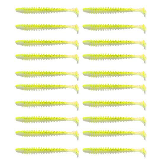 20Pcs Fishing Lures Soft Baits with T-Tail Vibrant Color Mini Size Portable Flexible Fake Lures Artificial Baits