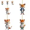 Adorable Cartoon Fox Acrylic Flat Christmas Tree Ornament For Car Interior Decoration