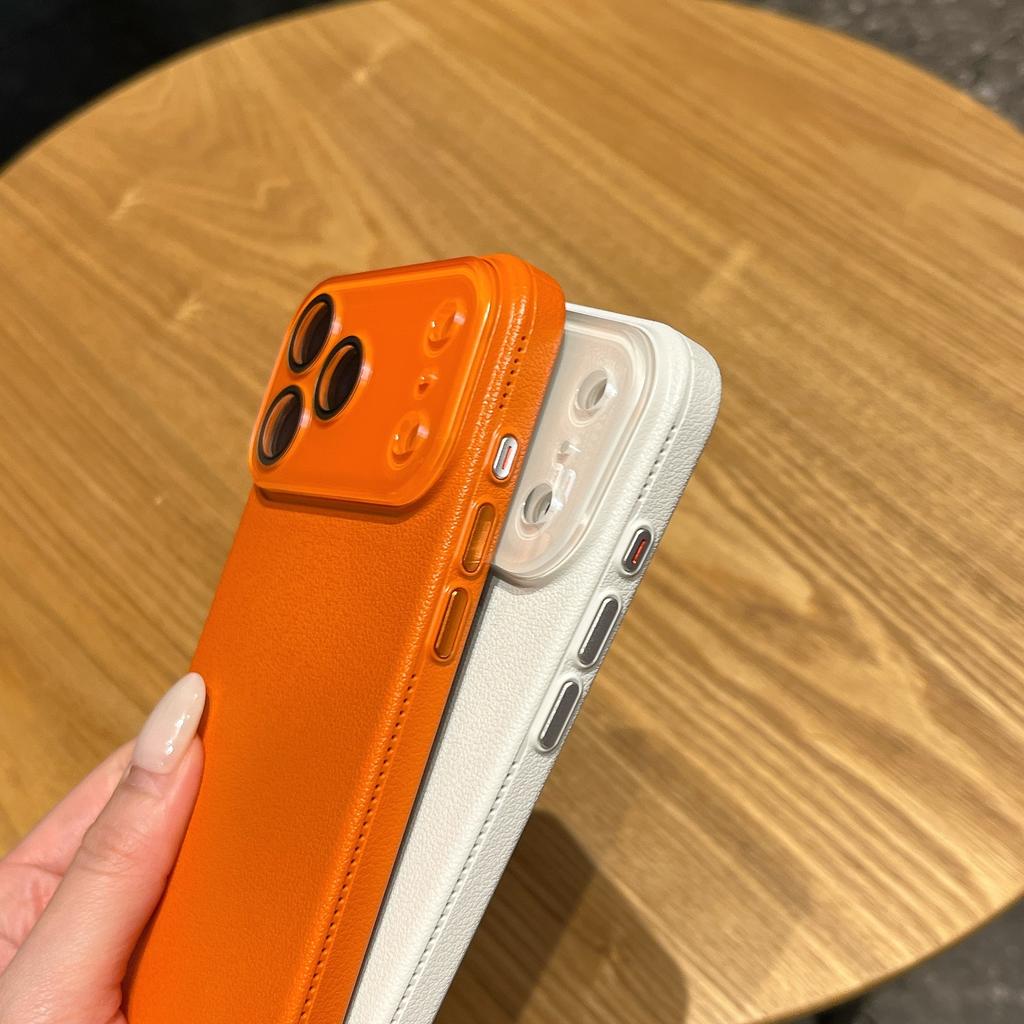 Simple lychee pattern lens is suitable for iPhone16Pro max Apple 17 mobile phone case 14/15 advanced hard case
