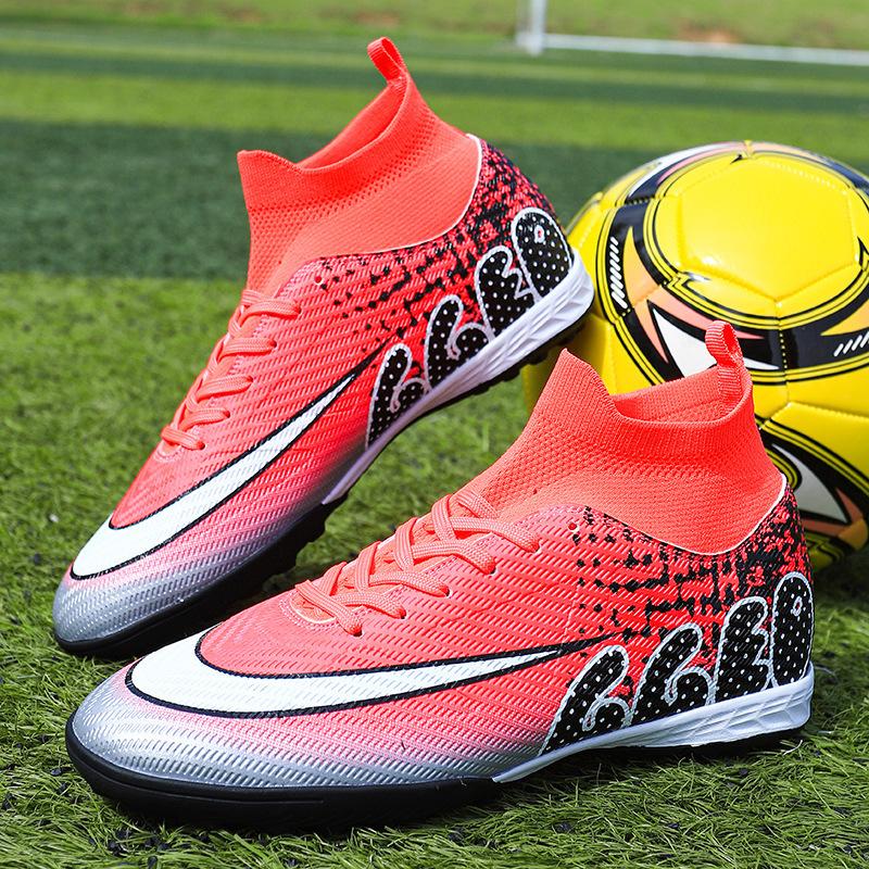 

High-top 2025 fly-woven football shoes tf broken nails artificial flat AG long nails men s and women s training sports shoes 46