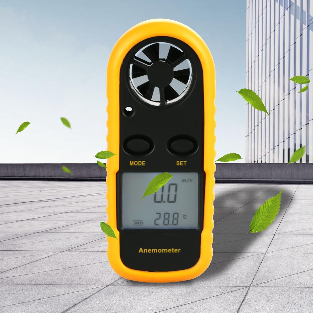 Portable Digital Anemometer Wind Speed Gauge Air Flow Speed Temperature Meter Thermometer