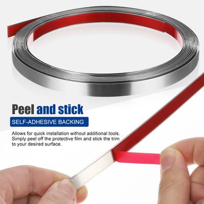 Wall Molding Trim Stainless Steel 5M Peel Stick Metal Strip Mirror Border Background Ceiling Crown Flexible Edge Trim