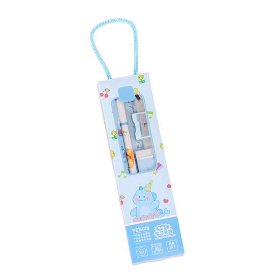 5Pcs Pencil Set Animal Printing Smooth Writing 5-in-1 Student Studying Eraser Stationery Kit School Supplies