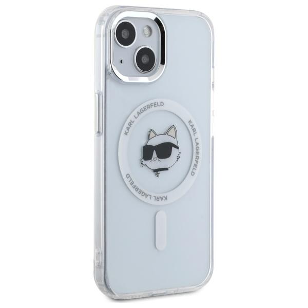 Karl Lagerfeld Klhmp15Shlschh Iphone 15  6.1 Biały/White Hardcase Iml Metal Choupette Head Magsafe