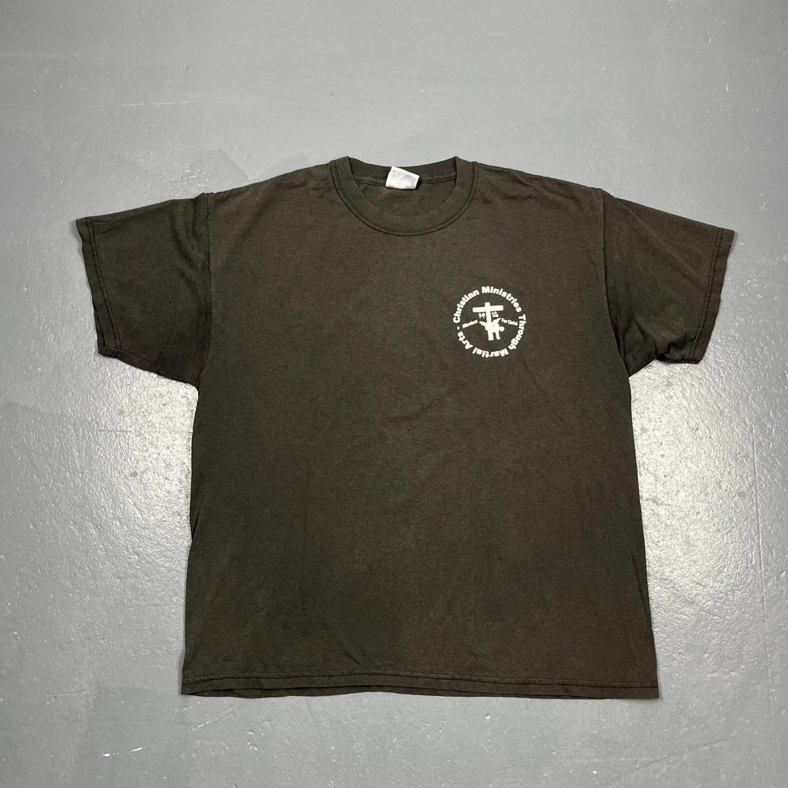 

Vintage 90s Christian Ministries Through Martial Arts Graphic Tshirt Black Large 3XL
