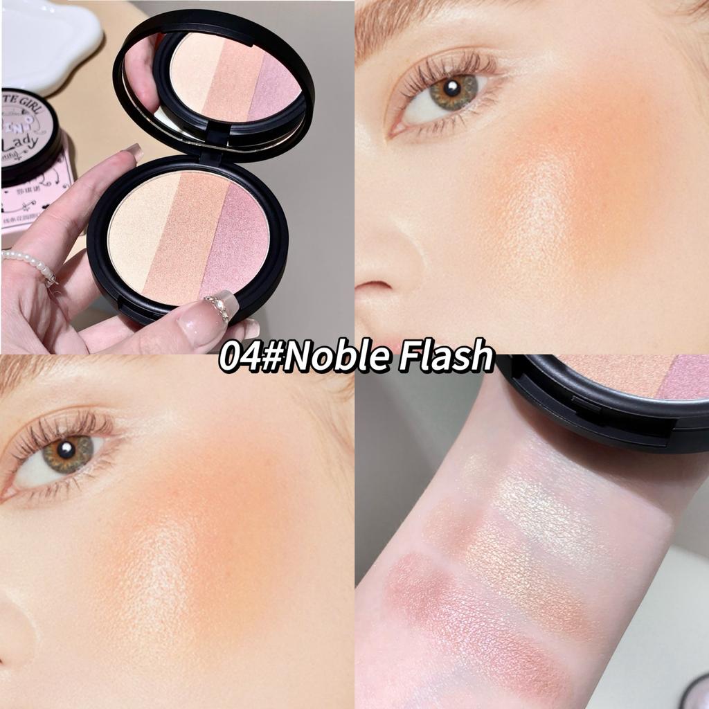 Three-color Blush SHAQINUO Matte Pearlescent Contouring and Long-lasting Powder Delicate Three-Color Rouge