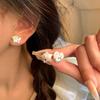 Silver needle colored diamond love star stud earrings women in the wind sweet niche versatile hot girl earrings cold ear jewelry
