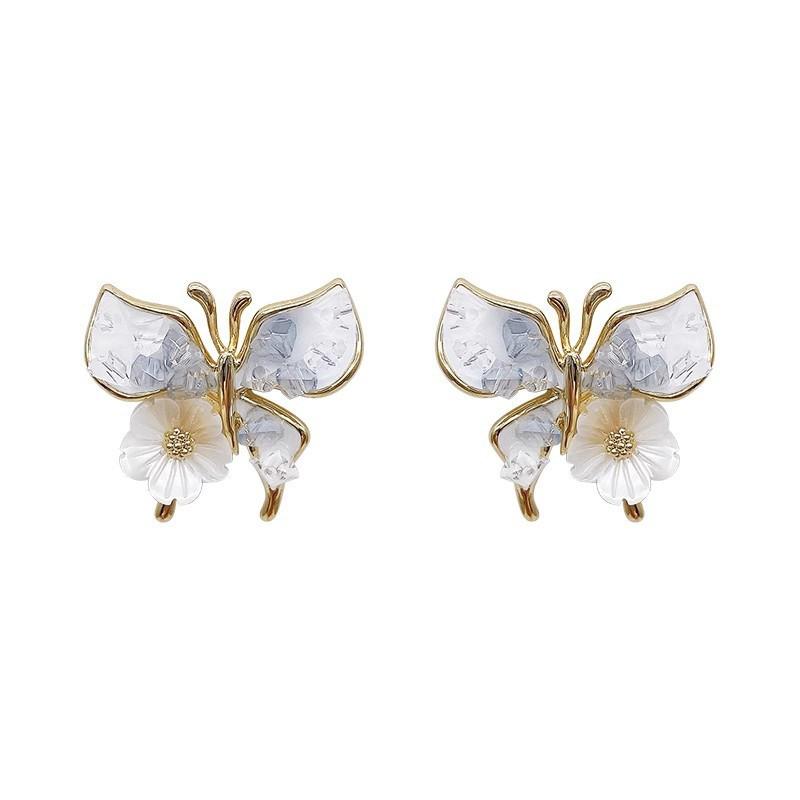 Korean Exquisite Butterfly Stud Earrings For Women Shiny Crystal Zircon Butterfly Versatile Love Heart Earring Party Jewelry