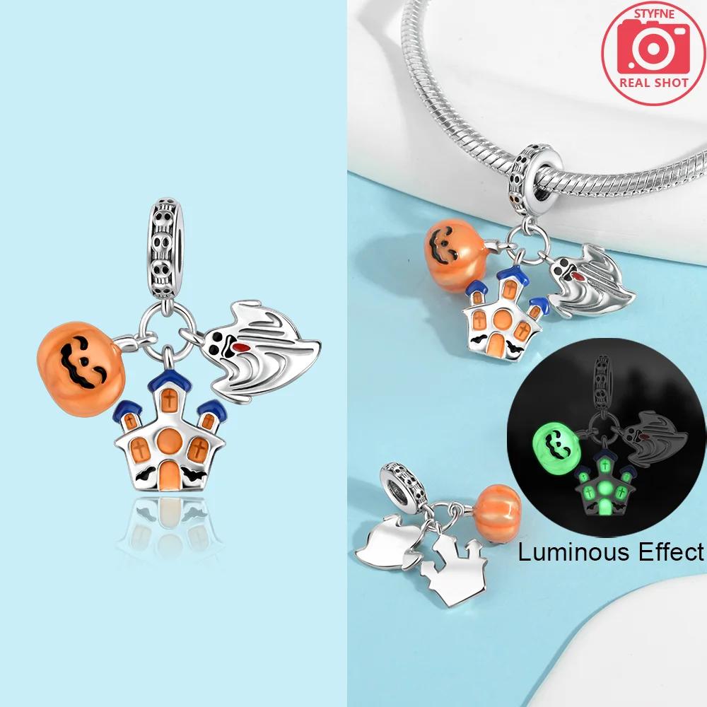 Copper Pumpkin Halloween Ghost Charm Pendant Beads Fit Original Bracelet For Women Valentine Day Jewelry Gifts