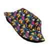Spring-Summer Casual Floral Beer Pattern Printed Bucket Hat, Unisex Outdoor Vacation Sunshade Reversible Bucket Hat