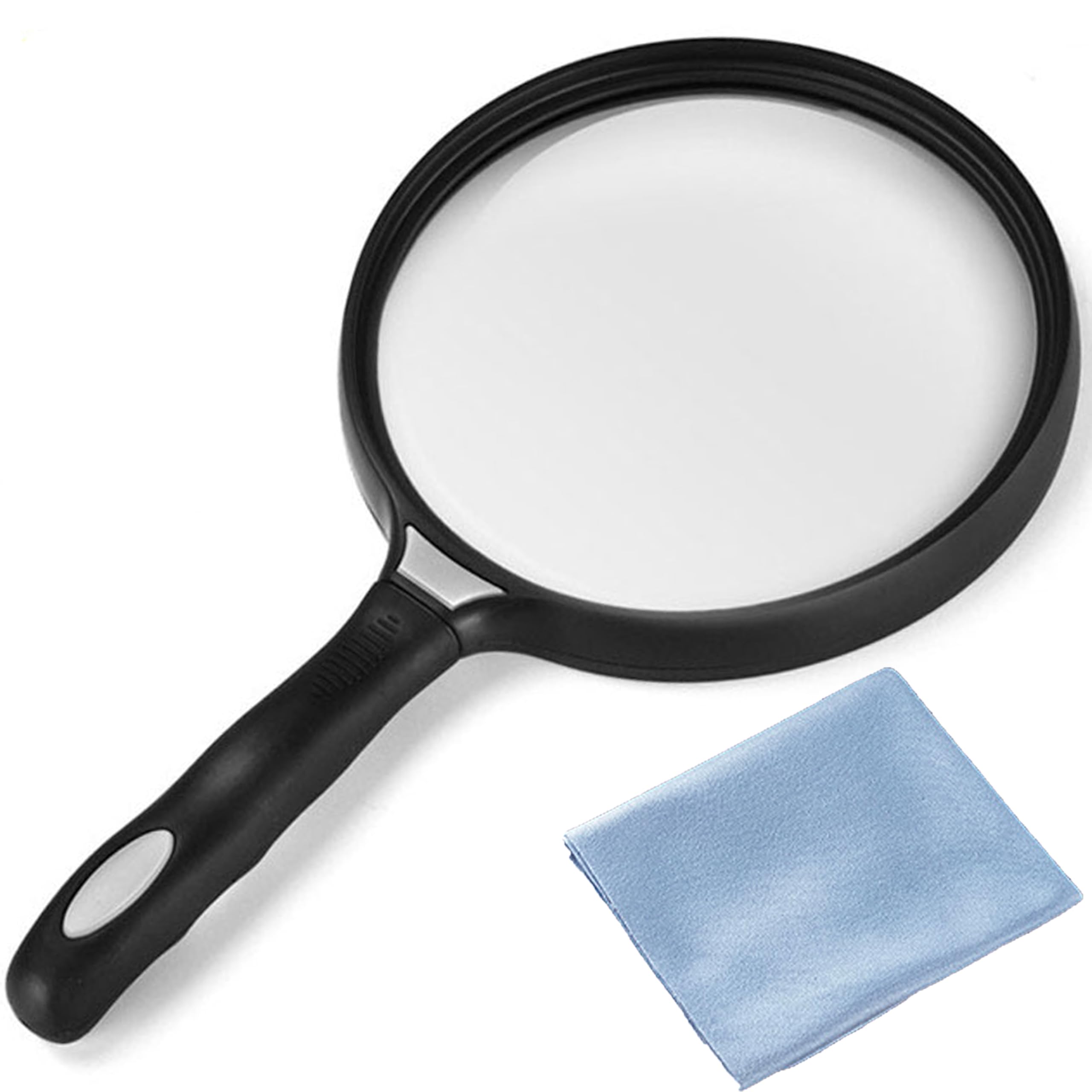 

akindou Large Magnifying Magnifying Reading No 13cm Lightweight Rubber Grip for Cleaning Cloth Perfect for and Newspapers Glass, Glass, Glasses, чорний