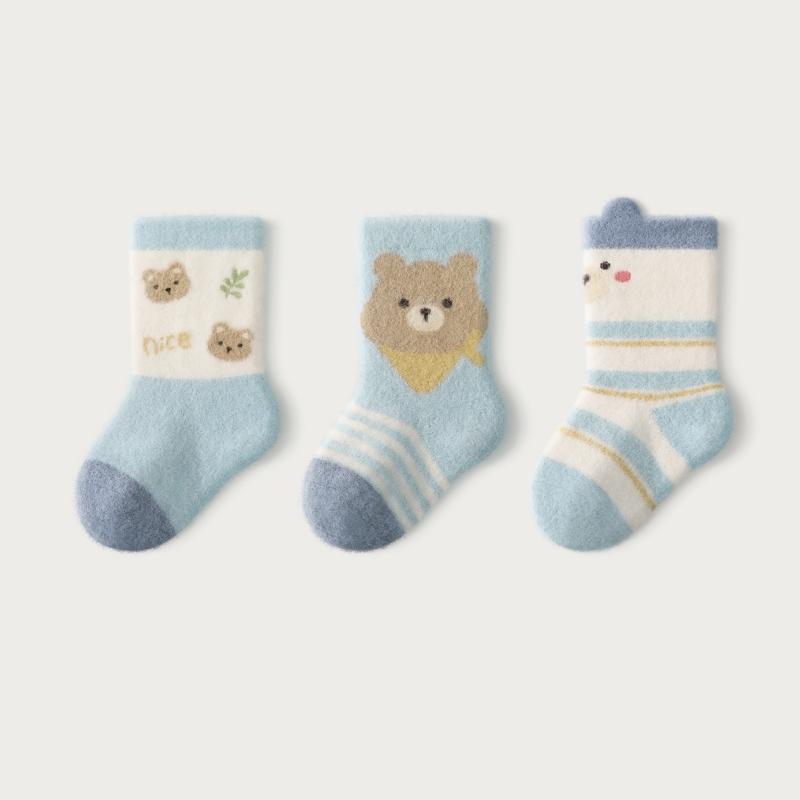 

3pairs/set Baby Coral Velvet Women s Winter Thickened Plush Warm Comfortable Sleeping Sock Cute Cartoon Lovely Floor Socks L синій