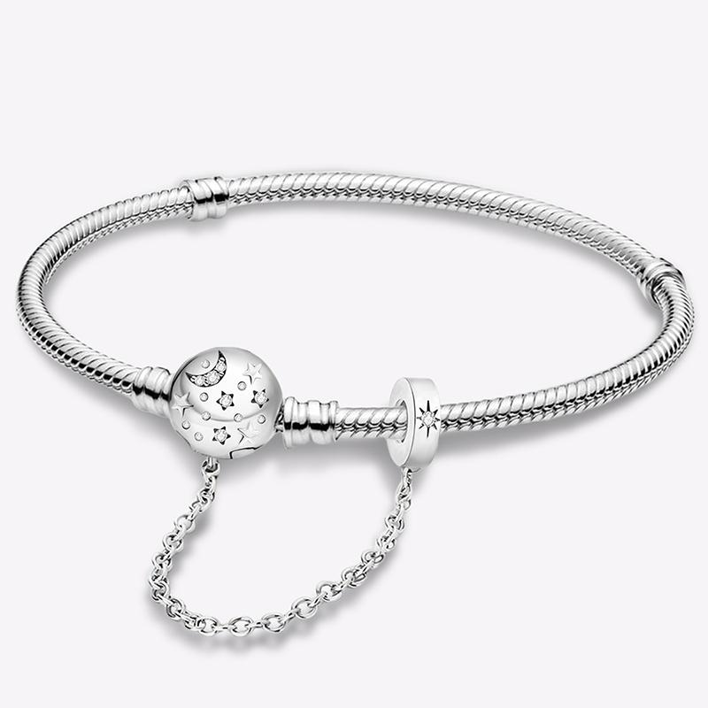 

925 Silver Zircon Sweet Love Heart Bracelet DIY Bead Making Fit Original Pan Bracelets Fine Jewelry Gift 16cm
