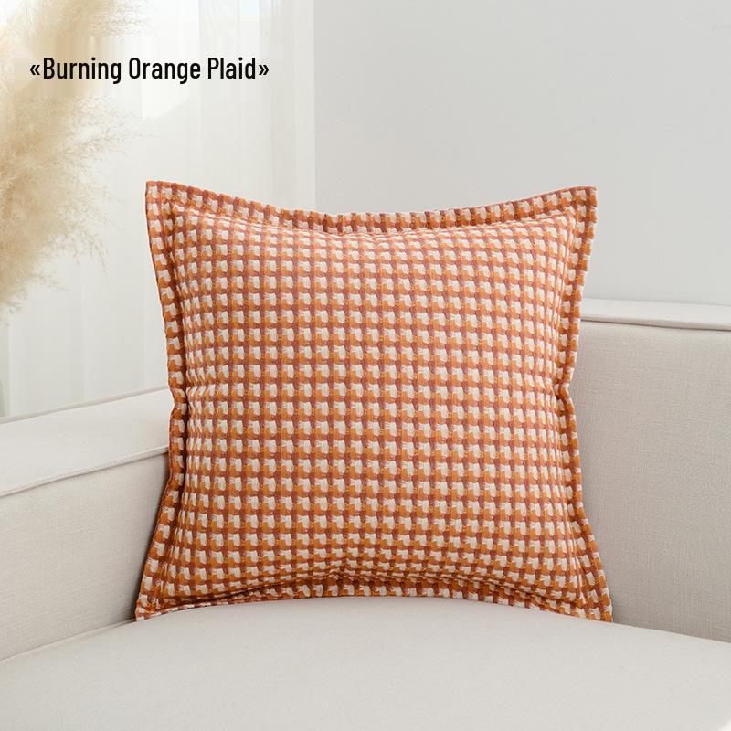 Nordic Retro Houndstooth Linen Pillowcase for Living Room Sofa