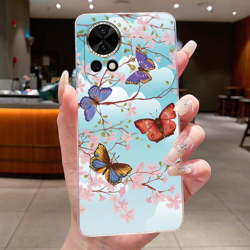 Nova12 Hülle Klar Luxus Mode Schmetterling Blume Weiches TPU Silikon Rückabdeckung Für Huawei Nova 12 Pro Transparente Handyhüllen