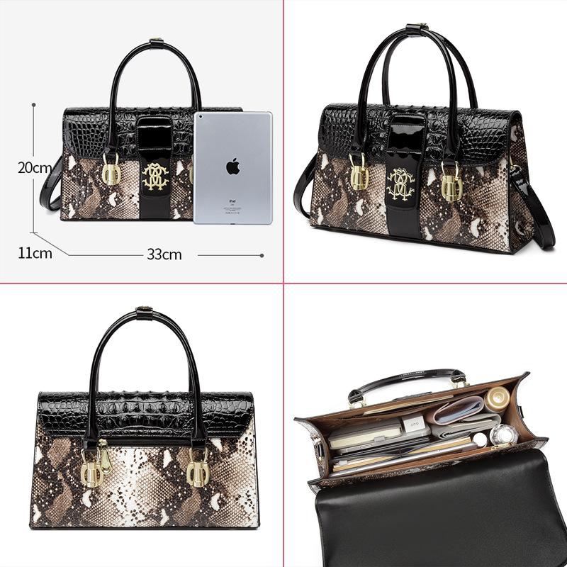 Crocodile Pattern Middle-Aged Bag Light Luxury Leather Women'S Bag Crossbody Handbag Snake Pattern Element