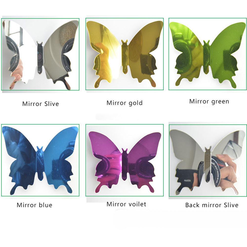12PCS Butterfly  Mirror Decoration Home Room Art 3D DIY Wall Stickers
