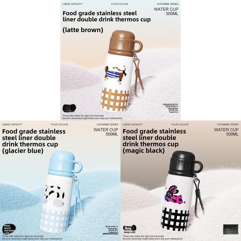 Portable Girls Insulated Cup With Straw And Handle For School And Outdoor Use