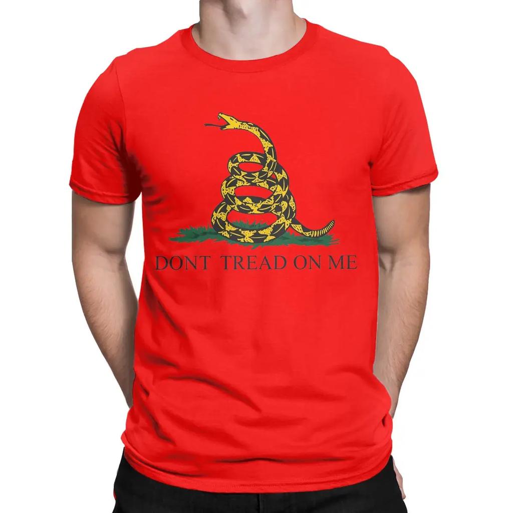 Novelty Don't Tread On Me Snake Flag T-Shirt Men Round Neck Cotton T Shirt Short Sleeve Tee Shirt Summer Tops
