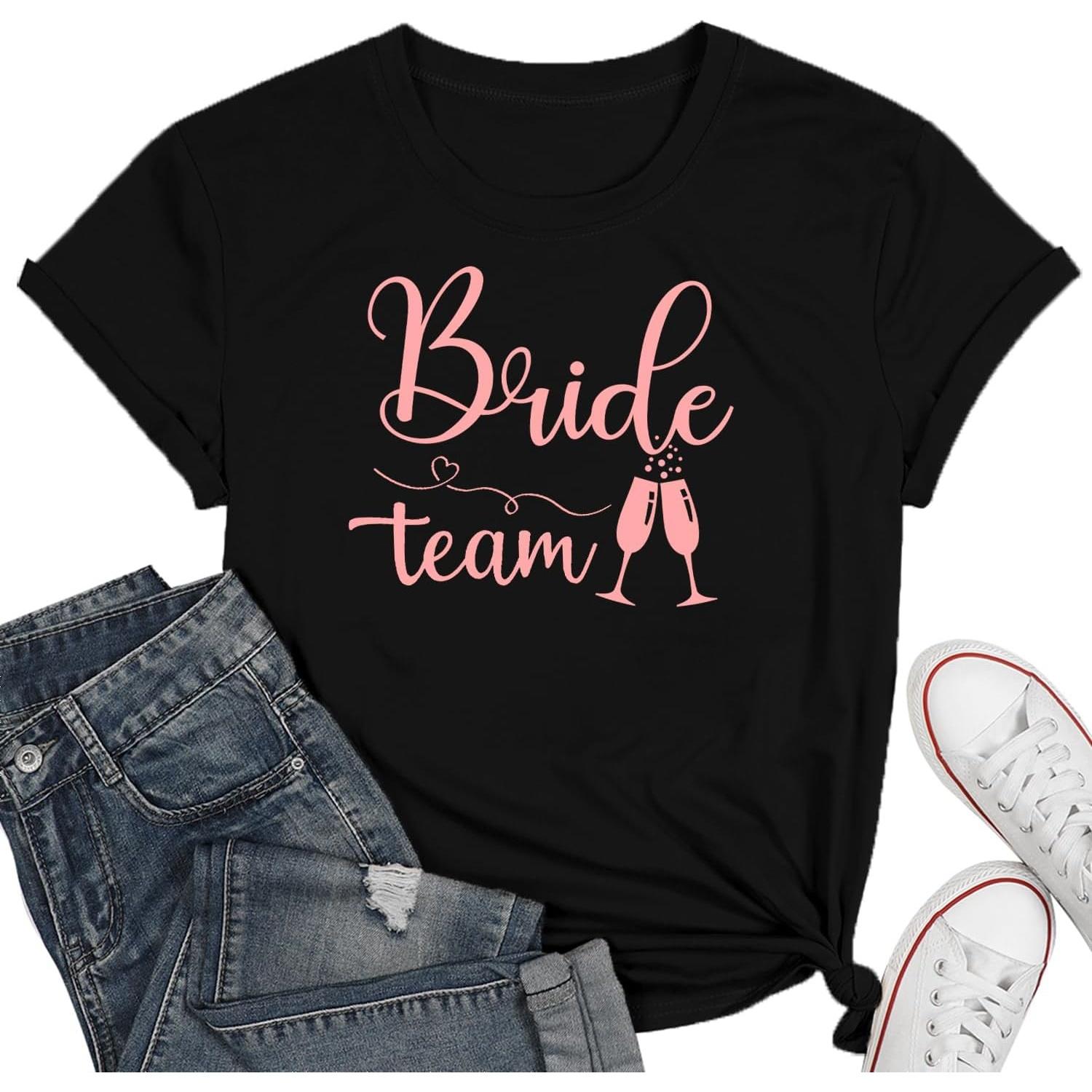 Bride Shirt Team Bride Shirts Bachelorette Party Tops Bridal Party Tshirt Bridesmaid Proposal Tees S чёрный