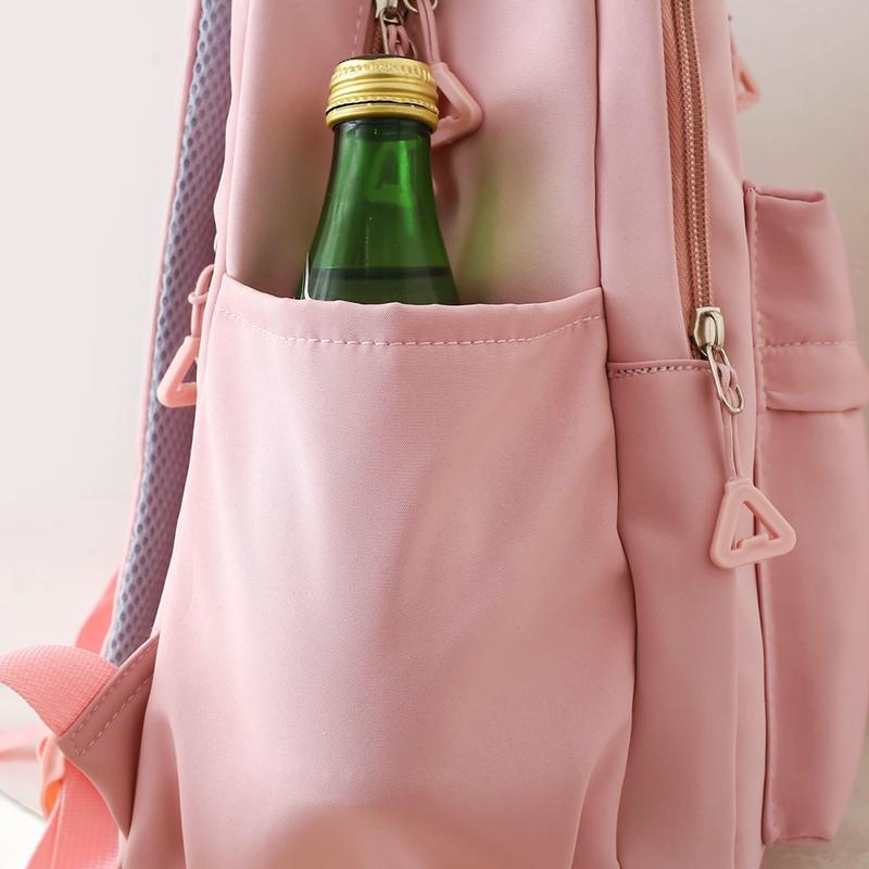 Fire-delt ryggsekksett Dame Campusryggsekk Ensfarget Student Skolesekk