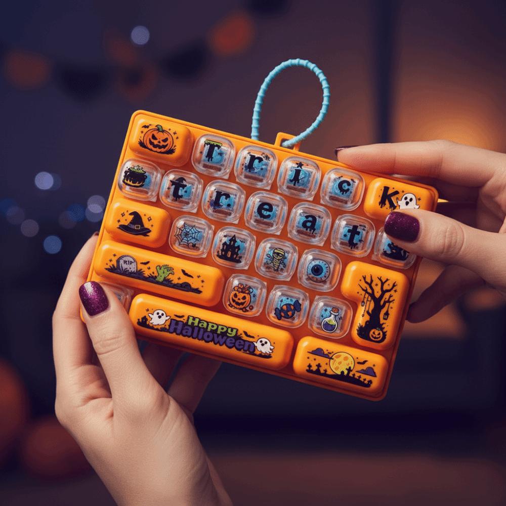 26 Key Decompression Button Toy Cute Design Halloween Keyboard Keychain Popular Pendant
