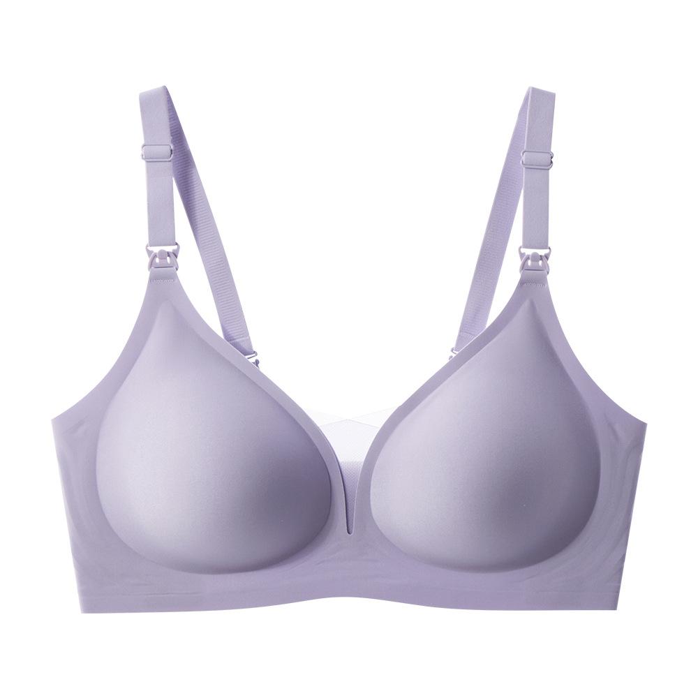 

Модное женское бесшовное нижнее белье с сеткой с глубоким V-образным вырезом, пуш-ап, без косточек, бюстгальтер для кормления больших размеров с вкладышами XXL фиолетовый