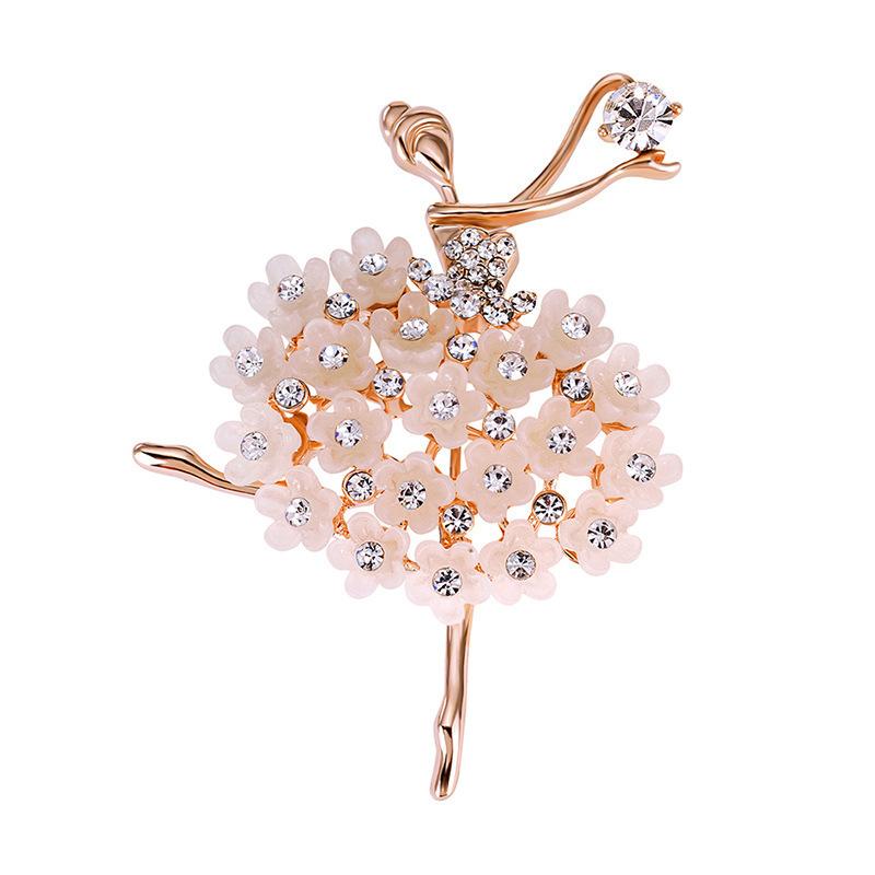 Broșă coreeană elegantă pentru fată de balet Broșă de modă din rășină cu flori din aliaj Accesorii cu diamante