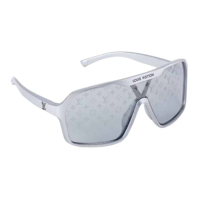 Louis Vuitton Unregelmäßige Sonnenbrille mit LV-Buchstaben Damen Sonnenbrille Silber Z3103U