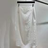 Hochwertiger Damen-Midi-Rock aus weißer Tencel-Baumwoll-Leinen-Mischung - Hochtaillierter Rock mit langem Schlitz für den Sommer mit luxuriösem Flair
