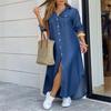 New Women's European and American Fashion Long Shirt Dress - Spring/Autumn, Sexy, Single-Breasted, Loose Lapel Design