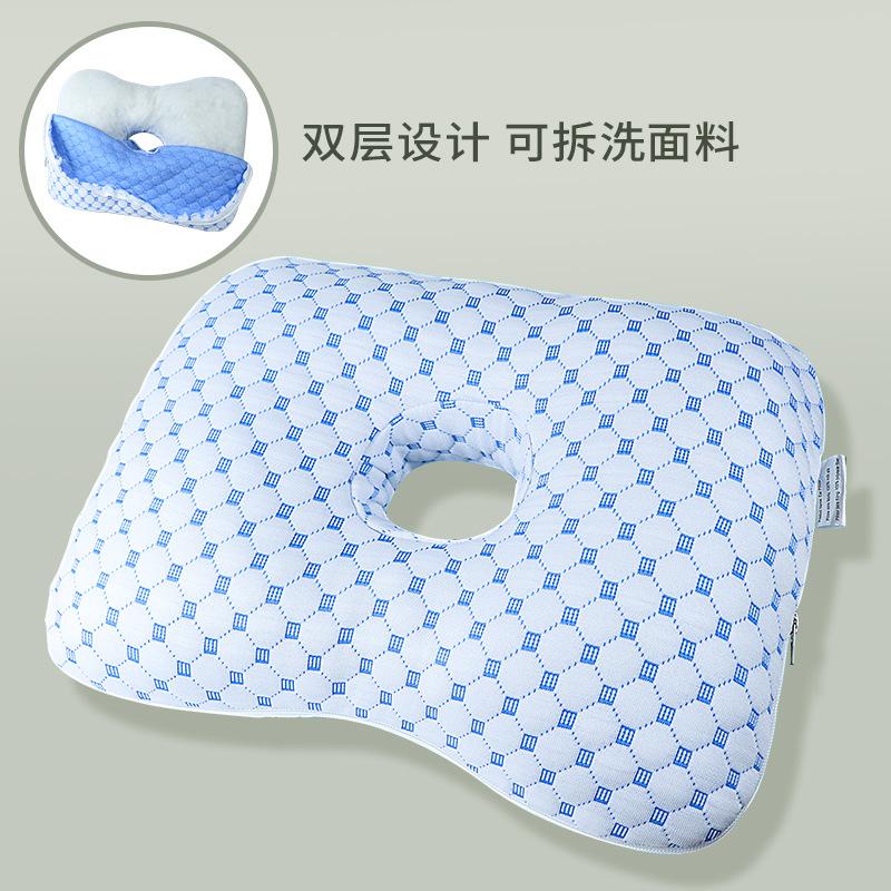 Soft Bamboo Fiber Single Hole Ear Pillow Elderly Patients Orthopedic Design Beauty Salon Adult Side Sleeping Pillow for Pressure