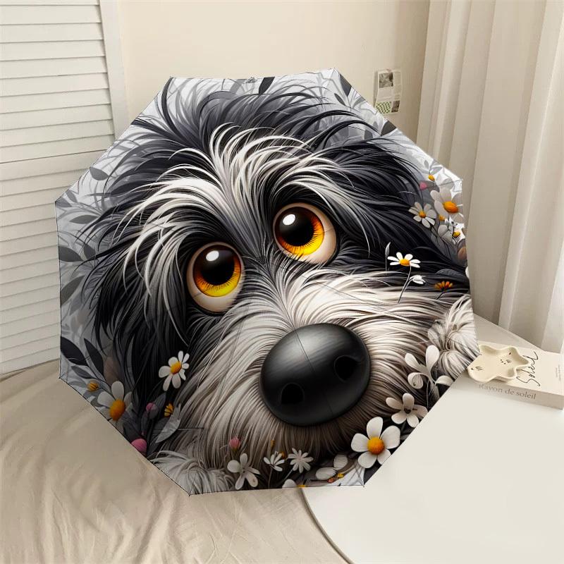 

1PC Dog Flowers Umbrella-8-Rib Reinforced, Automatic Open, Lightweight & Durable, Cute Fashion Accessory for Outdoor-T186
