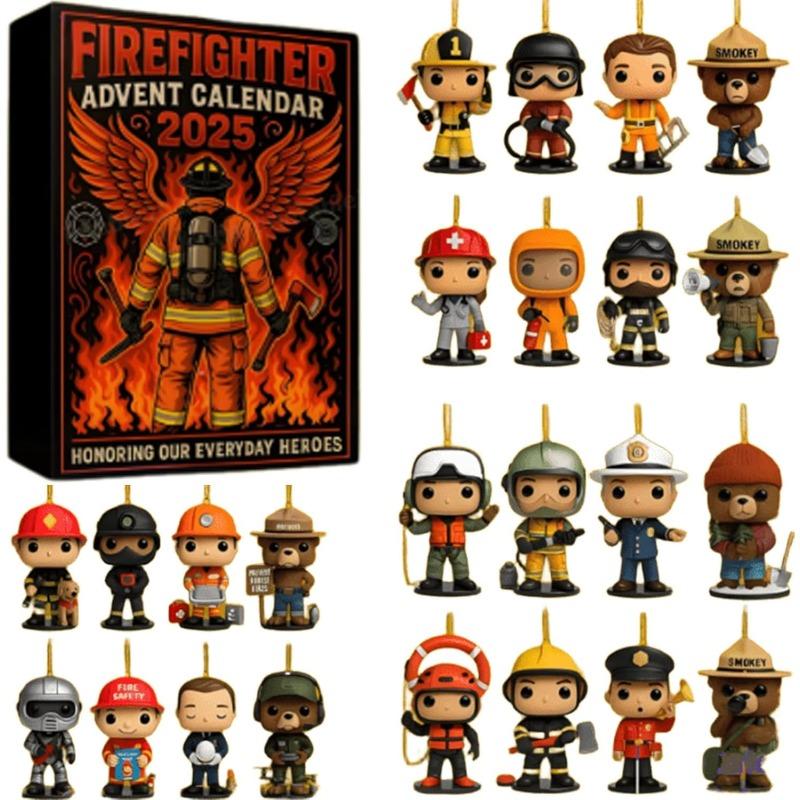 

Firefighter Advent Calendar 2025, 24 Days Christmas Countdown Calendar With 24 Firefighter Themed Decorations, Christmas Gift For Firefighter style B