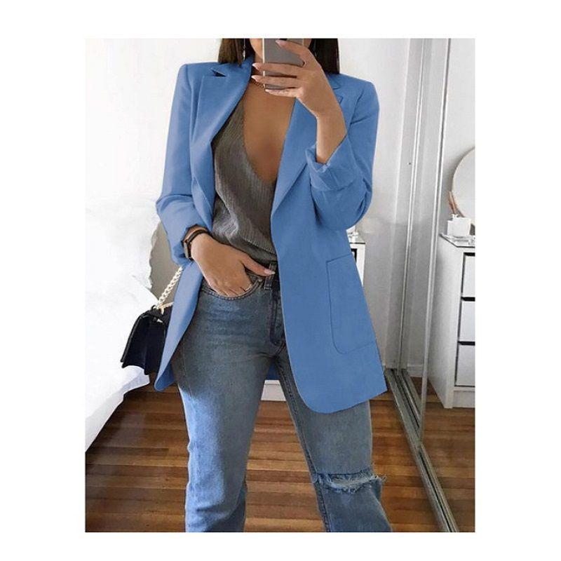 Lapel Women Loose Turndowncollar Long Sleeve Casual Blazer Women Outwear
