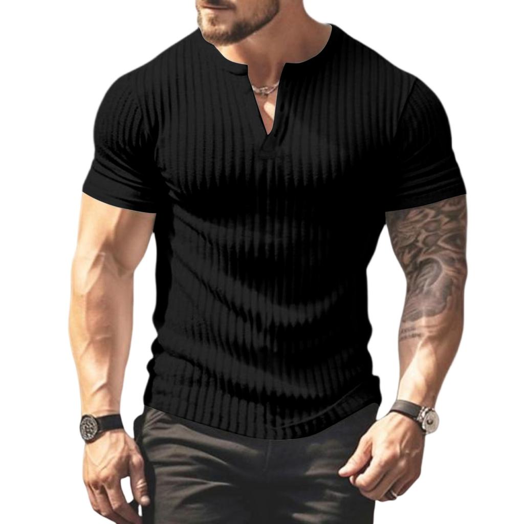 Summer Men's Matching Short-sleeved Shirt Single Breasted Breathable Sports Casual Top