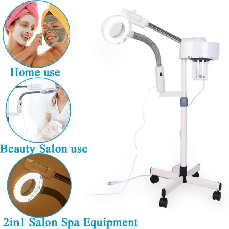 2 In 1 Facial Steamer LED 5X Magnifying Floor Lamp Machine Professional Spa Humidifier Beauty Facial Clean Skin Care Tool
